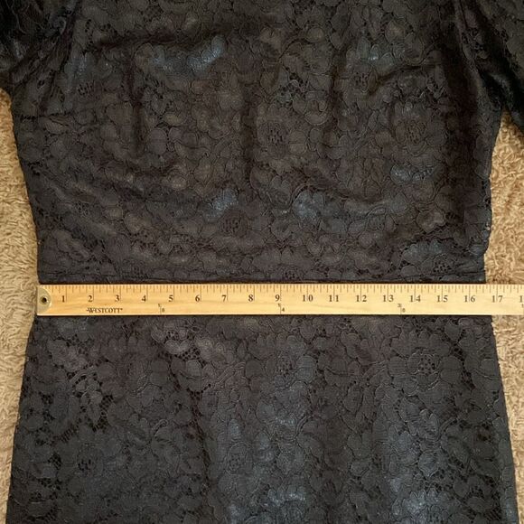 Express Short Black Lace Party Dress Sheer Puffed Long Sleeve size L Whimsigoth - Picture 8 of 10